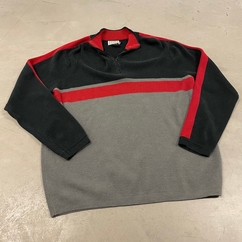 Y2K striped Arizona quarter zip t-shirt